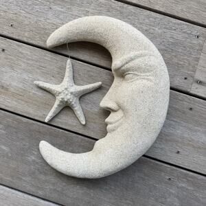 Celestial Sun Moon Wall Sand Art Vintage Starfish Nautical Hanging Art